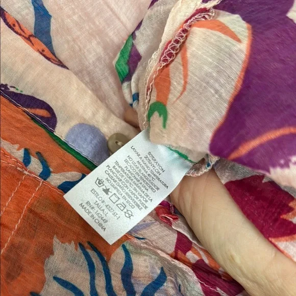 Milk & Honey Colorful Button Up Blouse in Pink Orange Blue Sz L - Picture 6 of 9